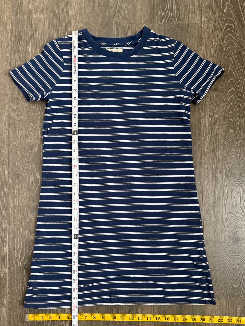 Madewell Navy and White Striped Short-Sleeve Mini Dress Women’s XS Nautical - Picture 4 of 6